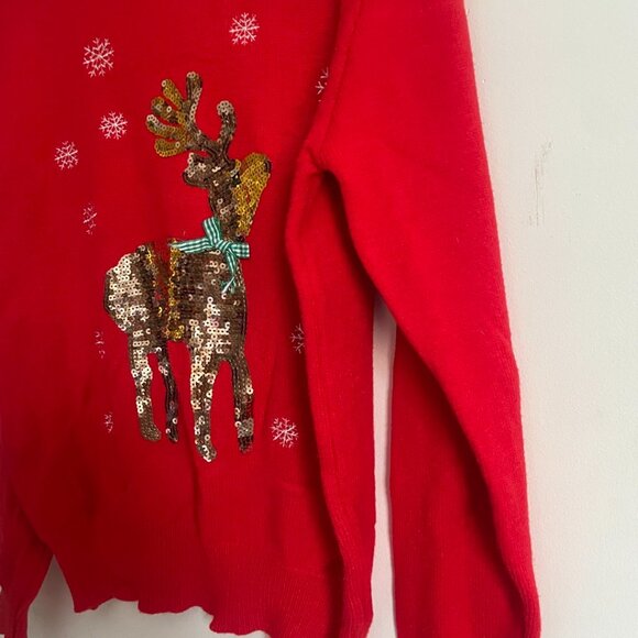 Ugly Christmas Sweater – Red Sequin Reindeer - Picture 3 of 6